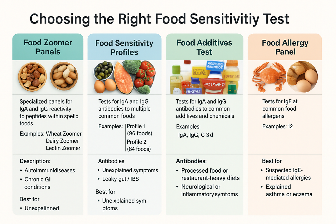 Choosing the Right Food Sensitivity Test: Zoomer Panels, Food Sensitivity Profiles, Additives, and Allergy Testing